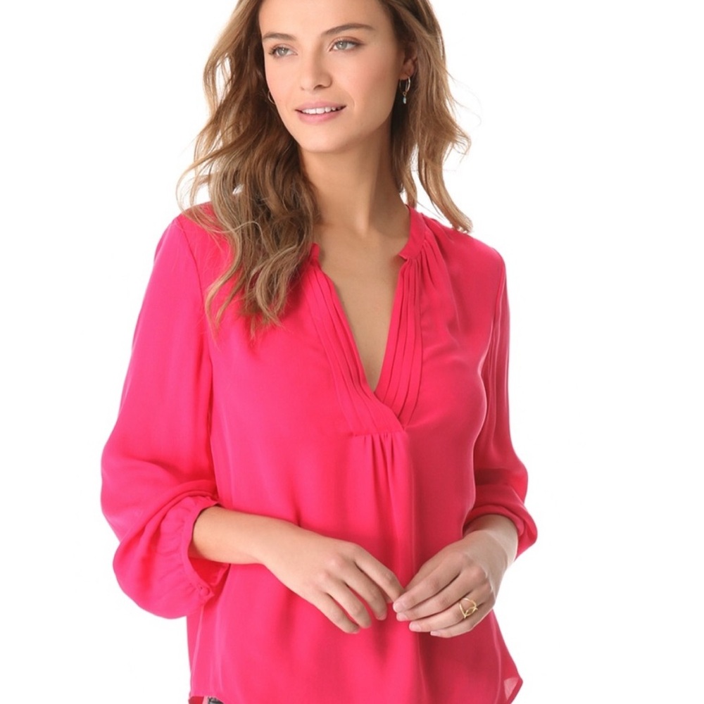 Joie Ameline Silk Blouse Bright Rose M